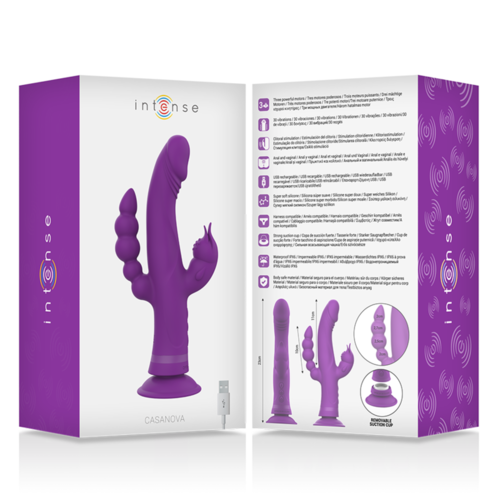 INTENSE - CASANOVA VIBRADOR RABBIT SILICONA TRIPLE MOTOR MORADO