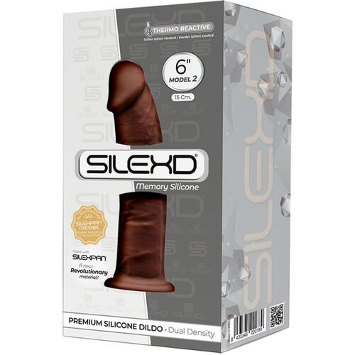 SILEXD - MODELO 2 PENE REALISTICO SILICONA PREMIUM SILEXPAN MARRON 15 CM