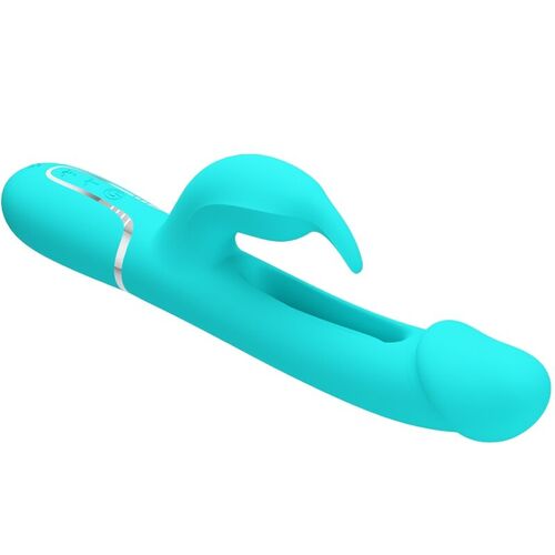 PRETTY LOVE - KAMPAS VIBRADOR RABBIT 3 EN 1 MULTIFUNCIÓN CON LENGUA VERDE AGUA