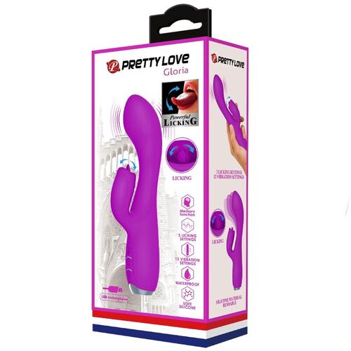 PRETTY LOVE - GLORIA VIBRADOR CONEJO RECARGABLE-IMPERMEABLE MORADO