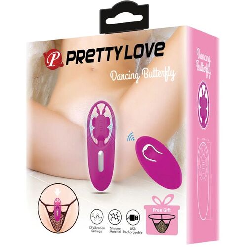 PRETTY LOVE - DANCING BUTTERFLY ESTIMULADOR PARA BRAGUITA CON CONTROL REMOTO LILA